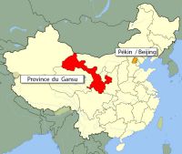 Localisation de la région du Gansu, Chine